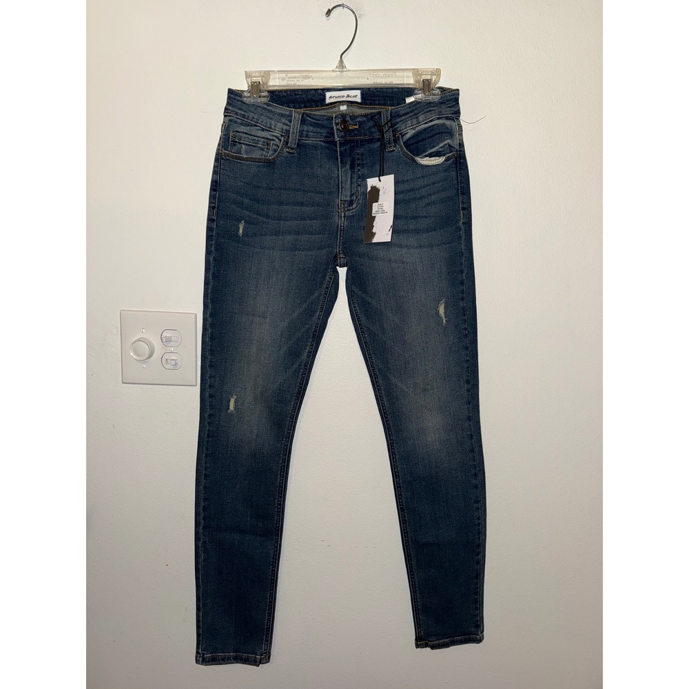 Studio Blue Dark Distressed Denim Skinny Jeans Renegade Stores Size 27 NWT